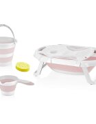 BabyJem Set de baie cu 5 piese si cadita pliabila Pink