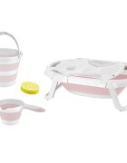 BabyJem Set de baie cu 5 piese si cadita pliabila Pink
