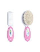 BabyJem Set pieptan si perie din peri naturali Pink