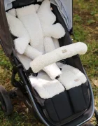 BabyLy Husa cu 2 fete tesatura Teddy crem si in gri deschis pentru carucior sport