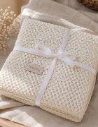 BabyLy Paturica tricotata din bambus si bumbac Silky Soft Cream Shell termoreglatoare 80 x 100 cm