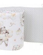 BabyMam Aparatoare laterala pentru patut copii reversibila dimensiune 180 x 30 cm model Sleepy Bears Grey