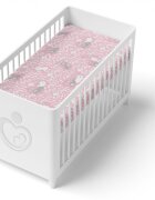 BabyMam Cearceaf cu banda elastica 140x70 cm Pink Rabbit