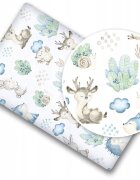 BabyMam Cearceaf cu banda elastica 160x80 cm Blue Forest Animals