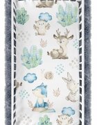 BabyMam Cearceaf cu banda elastica 160x80 cm Blue Forest Animals