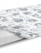 BabyMam Cearceaf cu banda elastica pentru pat copii 100 bumbac dimensiune 90 x 40 cm Blue Elephant