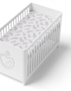 BabyMam Cearceaf cu banda elastica pentru pat copii 100 bumbac dimensiune 90 x 40 cm Grey Feathers
