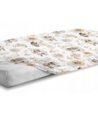 BabyMam Cearceaf cu banda elastica pentru pat copii dimensiune 120 x 60 cm 100 bumbac Animals on Clouds