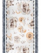 BabyMam Cearceaf cu banda elastica pentru pat copii dimensiune 120 x 60 cm 100 bumbac Animals on Clouds