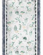 BabyMam Cearceaf cu banda elastica pentru pat copii dimensiune 120 x 60 cm 100 bumbac Green Sea Animals
