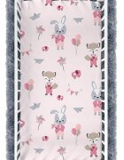 BabyMam Cearceaf cu banda elastica pentru pat copii dimensiune 120 x 60 cm 100 bumbac Pink Balloons