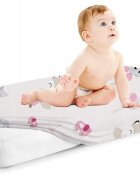 BabyMam Cearceaf cu banda elastica pentru pat copii dimensiune 120 x 60 cm 100 bumbac Pink Balloons