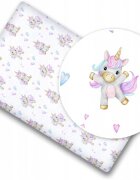 BabyMam Cearceaf cu banda elastica pentru pat copii dimensiune 120 x 60 cm 100 bumbac Unicorn