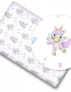 BabyMam Cearceaf cu banda elastica pentru pat copii dimensiune 140 x 70 cm 100 bumbac Happy Unicorn
