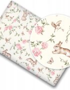 BabyMam Cearceaf cu banda elastica pentru pat copii dimensiune 140 x 70 cm 100 bumbac pink garden