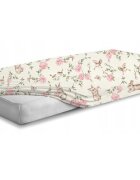 BabyMam Cearceaf cu banda elastica pentru pat copii dimensiune 140 x 70 cm 100 bumbac pink garden
