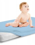 BabyMam Cearceaf cu banda elastica pentru pat copii dimensiune 140 x 70 cm 100 bumbac simply blue