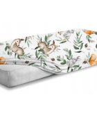 BabyMam Cearceaf cu banda elastica pentru pat copii dimensiune 140 x 70cm 100 bumbac Forest Animals