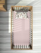 BabyMam Cearceaf cu banda elastica pentru pat copii dimensiune 140 x 70cm 100 bumbac pinkdots