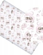 BabyMam Cearceaf cu banda elastica pentru pat copii dimensiune 160 x 80 cm 100 bumbac Pink Bears
