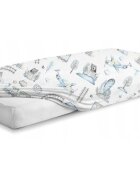 BabyMam Cearceaf cu banda elastica pentru pat copii dimensiune 160 x 80 cm 100 bumbac retro train