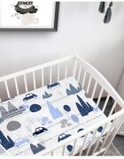 BabyMam Cearceaf cu banda elastica pentru pat copii dimensiune 160x80 cm 100 bumbac blue cars