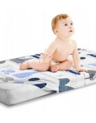 BabyMam Cearceaf cu banda elastica pentru pat copii dimensiune 160x80 cm 100 bumbac blue cars