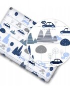 BabyMam Cearceaf cu banda elastica pentru pat copii dimensiune 160x80 cm 100 bumbac blue cars