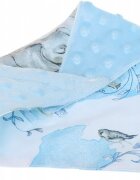 BabyMam Esarfa moale pentru copii forma triunghiulara sistem de prindere reglabil cu velcro moale design 2-in-1 cu o fata din bumbac si una din minky blue