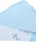BabyMam Esarfa moale pentru copii forma triunghiulara sistem de prindere reglabil cu velcro moale design 2-in-1 cu o fata din bumbac si una din minky blue