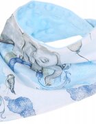 BabyMam Esarfa moale pentru copii forma triunghiulara sistem de prindere reglabil cu velcro moale design 2-in-1 cu o fata din bumbac si una din minky blue