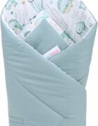 BabyMam Paturica de infasat multifunctionala pentru nou-nascuti Green Marine din bumbac cu doua fete fixare cu velcro dimensiune 80 x 80 cm