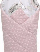 BabyMam Paturica de infasat multifunctionala pentru nou-nascuti Pink Elephant din bumbac cu doua fete fixare cu velcro dimensiune 80 x 80 cm