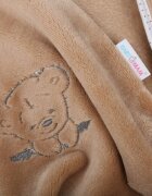 BabyMam Paturica din plus pentru copii dimensiune 75 x 100 cm model brodat Cappuccino Teddy Bear
