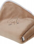 BabyMam Paturica din plus pentru copii dimensiune 75 x 100 cm model brodat Cappuccino Teddy Bear