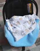 BabyMam Paturica pentru copii blue Rabbit realizata cu doua fete din bumbac si din plus pufos dimensiune 75 x 50 cm