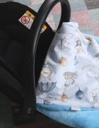 BabyMam Paturica pentru copii blue Rabbit realizata cu doua fete din bumbac si din plus pufos dimensiune 75 x 50 cm