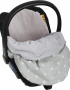 BabyMam Paturica pentru copii grey Stars realizata cu doua fete din bumbac si din plus pufos dimensiune 75 x 50 cm