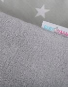 BabyMam Paturica pentru copii grey Stars realizata cu doua fete din bumbac si din plus pufos dimensiune 75 x 50 cm