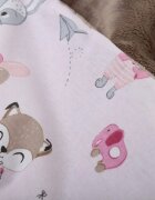 BabyMam Paturica pentru copii pink Rabbit realizata cu doua fete din bumbac si din plus pufos dimensiune 75 x 50 cm