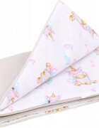 BabyMam Paturica pentru copii Pink Unicorn realizata cu doua fete din bumbac si din plus pufos dimensiune 75 x 50 cm