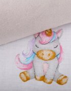 BabyMam Paturica pentru copii Pink Unicorn realizata cu doua fete din bumbac si din plus pufos dimensiune 75 x 50 cm