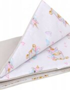 BabyMam Paturica pentru copii Pink Unicorn realizata cu doua fete din bumbac si din plus pufos dimensiune 75 x 50 cm