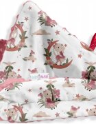 BabyMam Paturica pentru copii versatila realizata cu doua fete dimensiune 75 x 100 cm model minky Pink Bunny Girl