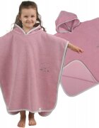 BabyMam Poncho de baie pentru copii retro Pink 126 x 60 cm realizat din bumbac moale cu agatatoare cuier
