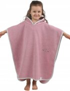 BabyMam Poncho de baie pentru copii retro Pink 126 x 60 cm realizat din bumbac moale cu agatatoare cuier