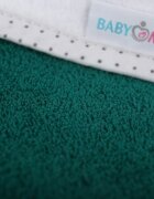 BabyMam Prosop de baie pentru copii prevazut cu capison decorat cu broderie vesela 100 bumbac dimensiune 100 x 100 cm Teddy Bear Green