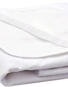 BabyMam Protectie impermeabila pentru saltea copii White prevazuta cu 4 benzi elastice cusute lavabila si sterilizabila dimensiune 200 x 140 cm