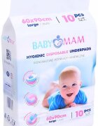 BabyMam Set 10 aleze impermeabile pentru copii utilizare multipla de unica folosinta masura large dimensiune 60 x 90 cm
