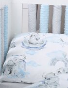 BabyMam Set 20 de protectii individuale pentru patut copii o parte 100 bumbac si cealalta parte din minky moale fixare cu benzi velcro blue
